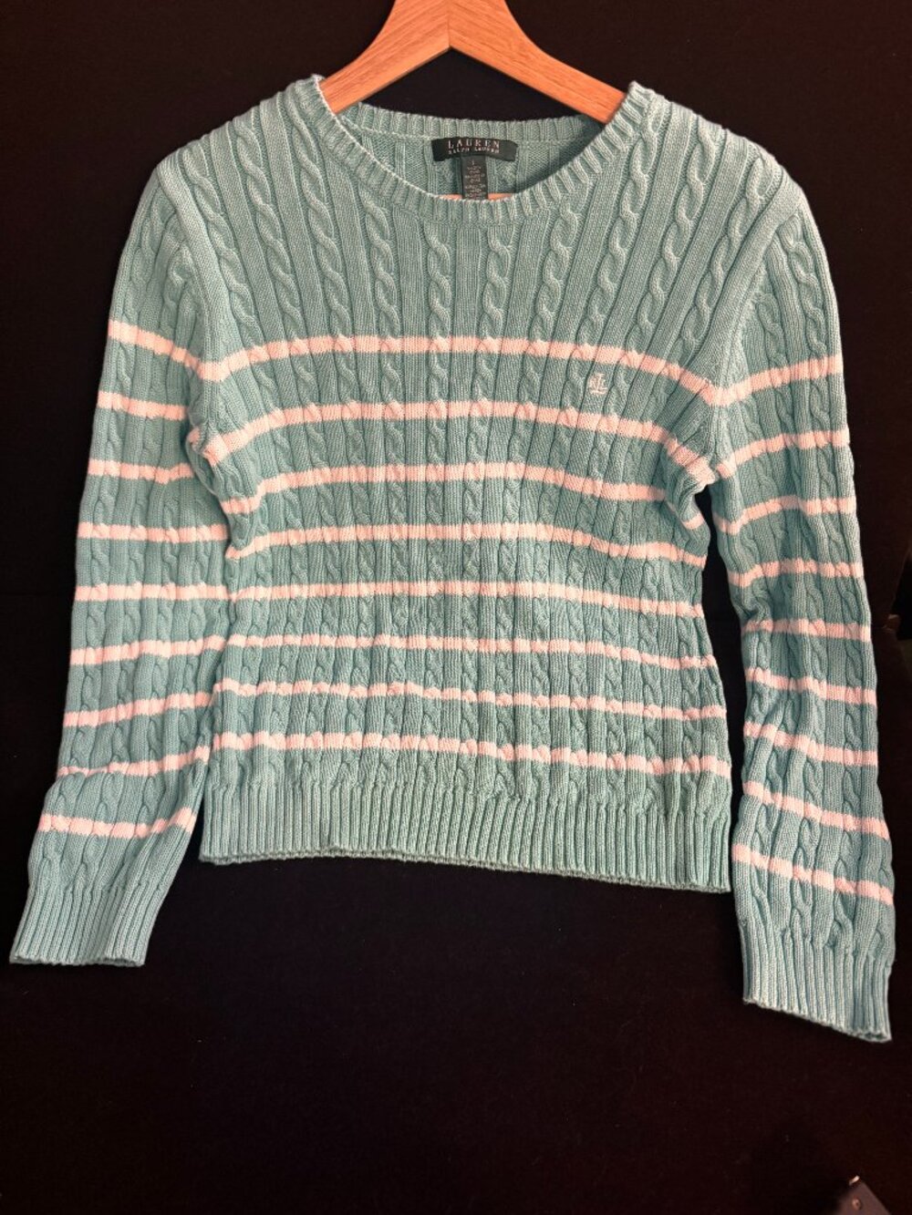 Lauren Ralph Lauren striped cable knit sweater